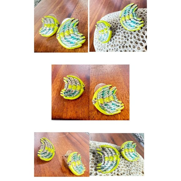 Vintage Fish Earrings Pierced Blowfish Tropical Islands Beach Vacation C… - Picture 8 of 12